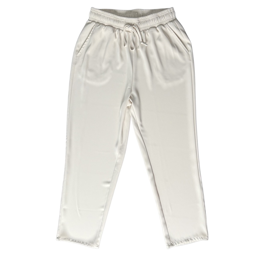 Melloday Cream Drawstring Trousers | Elastic Waist Pockets | Size L